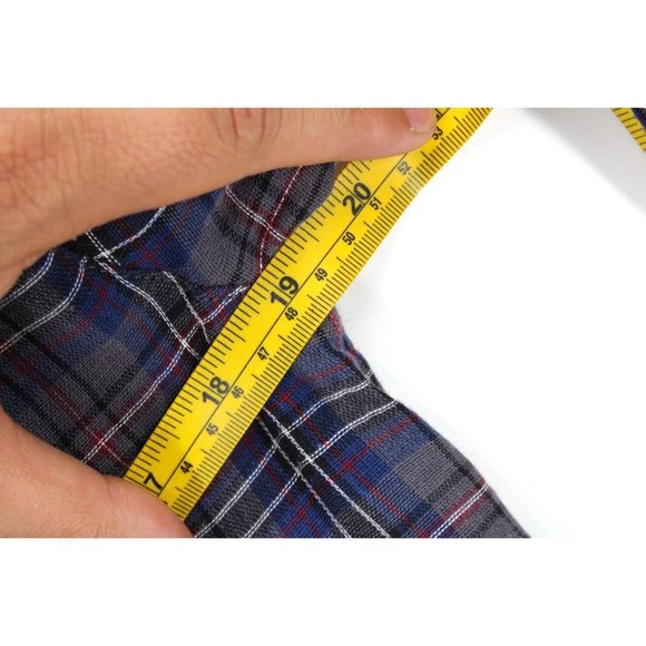 Mo:vint By Anthropologie Shirt Women Purple Plaid Button Down 3/4 Sleeve Small S - Picture 9 of 10